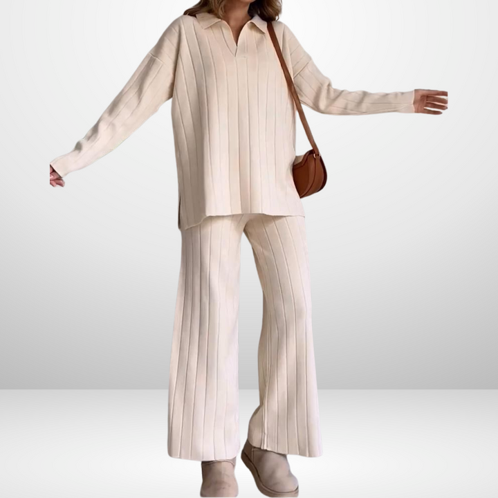 NAVONE - Stylish Pit Stripe Jacquard Two-pieces Set